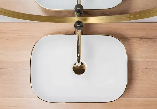 Умивальник Rea Belinda brushed gold white накладний REA-U7422, Золотий - фото 3