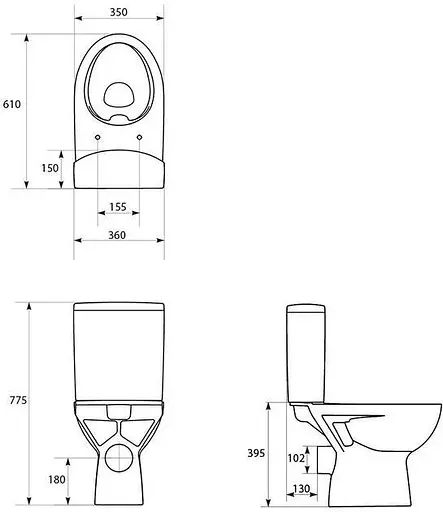 Унітаз-компакт Cersanit Parva 518 CleanOn 011 3/5 л з дюропластовим сидінням SoftClose+QuickRelease 30412 - фото 4
