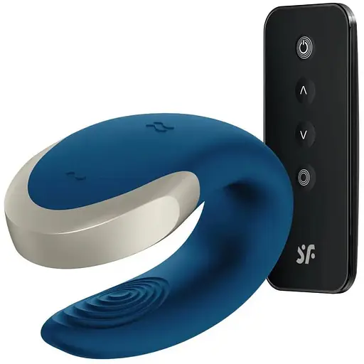 Вібратор для пар Satisfyer Double Love 8.6 см синій