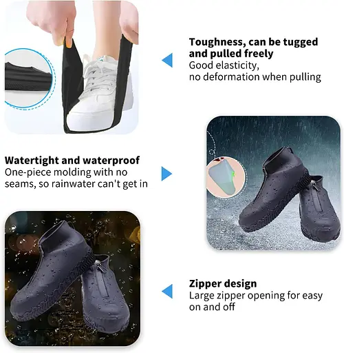 Бахіли на взуття силіконові з застібкою LVR 016 M 32-37 Black (17556) - фото 4