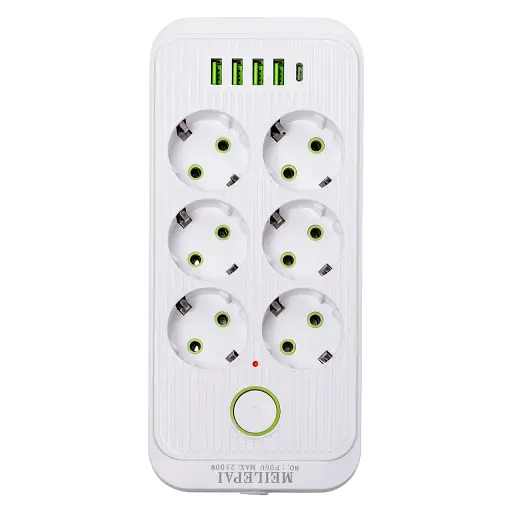 Сетевой фильтр-удлинитель Yiwu HP-5-25 SMART F06OU на 6 розеток 5 USB 5 метров белый - фото 5