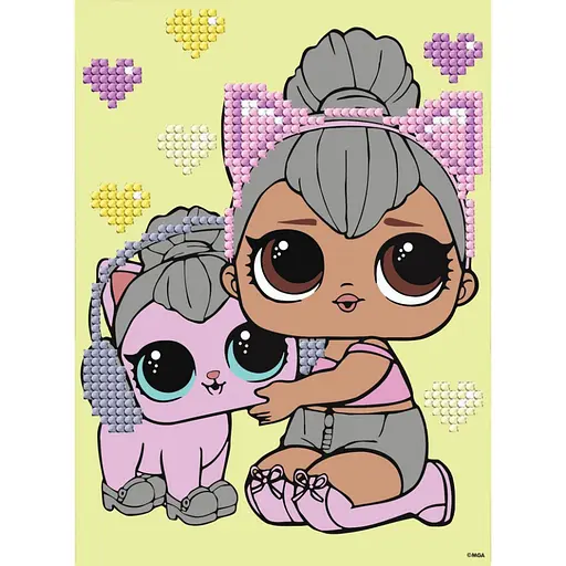 Алмазна мозаїка "L.O.L. Surprise! Kitty Queen With Kitty Kitty" Ідейка AML1206, 15x20 см - фото 1