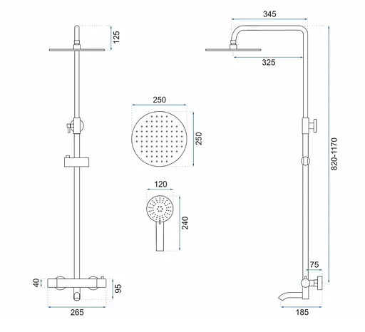 Душевая система Rea Lungo с термостатом и изливом brushed gold REA-P6604, Золотой - фото 8