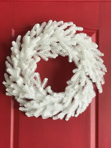 Вінок хвойний різдвяний Hvoya Traditional литий білий 50 см - фото 3