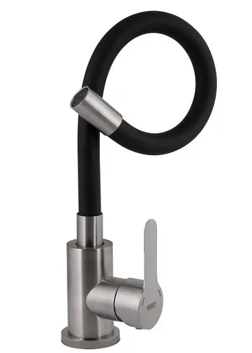Змішувач для кухні Brinex Pure 015F3 з гнучким виливом Nickel/Black BRIPUR015F3NKB - фото 2