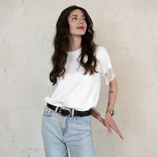 Ремень женский кожаный НС-3424 (115 см) с золотой двойной пряжкой черный - фото 5