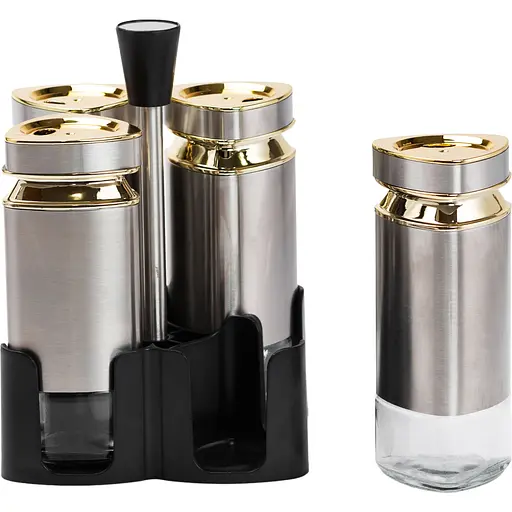 Набір ємностей для спецій TS Kitchen HP1324 на підставці 4 баночки по 120 мл хром - фото 2