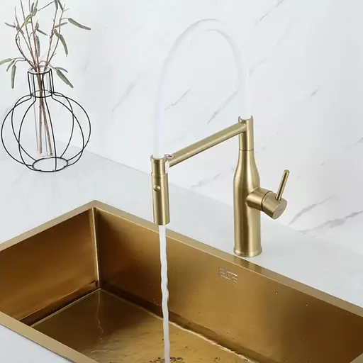 Смеситель для кухни гибкий излив золото Gappo G4098-23 Золотой - фото 3