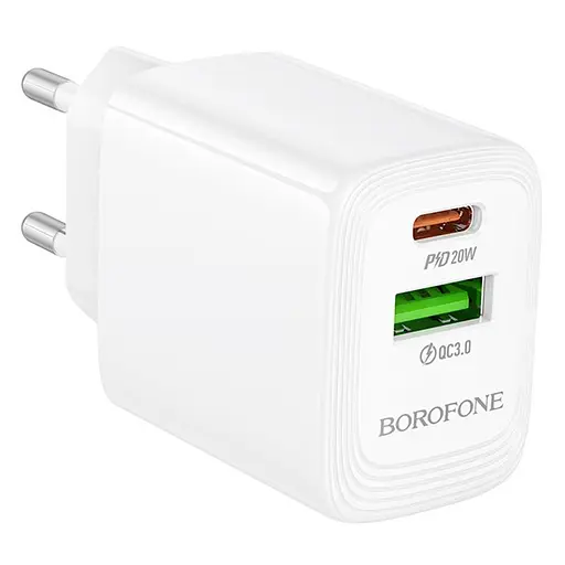 МЗП Borofone BN27 Fuente PD20W+QC3.0 (1USB-A/1C) White - фото 4