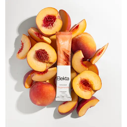 Напій розчинний з електролітами з екстрактом чорного чаю та колагеном зі смаком персика Regenerate Elekta 150 г (30 шт по 5 г) - фото 4