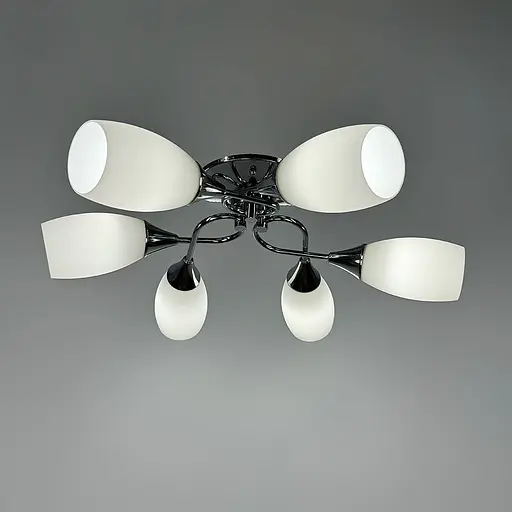 Срібна стельова люстра із білими плафонами Line.F 91066/6 - фото 5