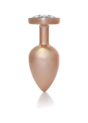 Анальна пробка з кристалом Jewellery Pearl Gold Heart Plug M 8 см (прозорий) - фото 3