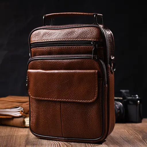 Шкіряна чоловіча сумка Vintage 19,5х24х4,5 см sum0023581 - фото 6