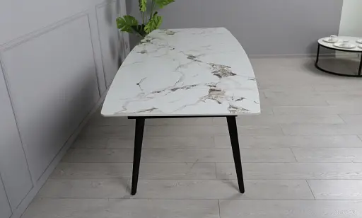 Стол Prestol Люкс белый глянец 1400/2000х900х760 черные ноги - фото 9