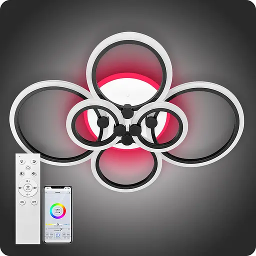 Люстра светодиодная 517 Light 3color с пультом 140Вт Черный (01219) - фото 2