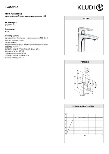 Смеситель для умывальника Kludi Pure&Solid 342900575 - фото 2