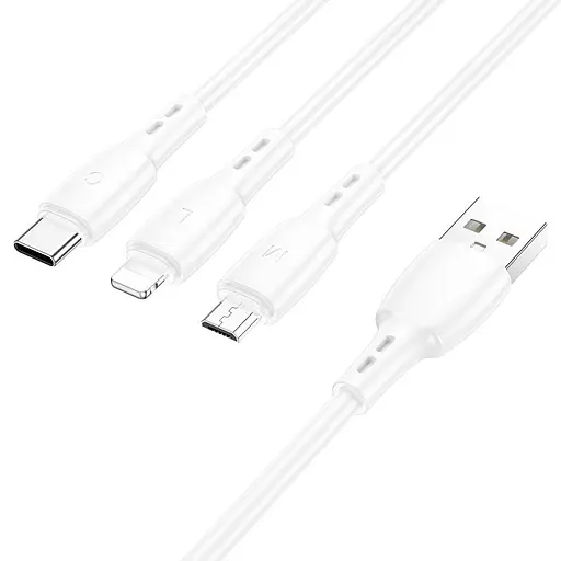 Дата кабель Borofone BX71 USB to 3in1 (1m) Білий - фото 3