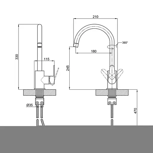 Змішувач для кухні Lidz Vida 04U-SFS Никель - фото 2