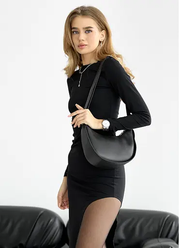 Женская сумка Sambag Leoma Baguette черная 25x9x16 см (54100001) - фото 1