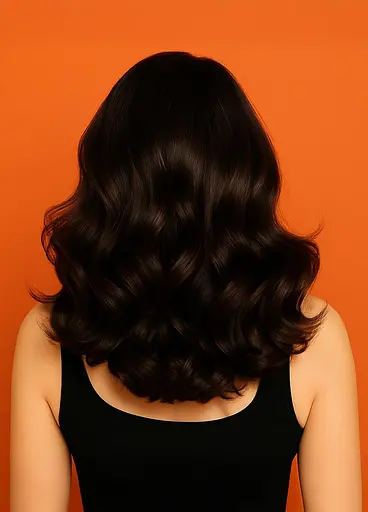 Перука хвиляста брюнетка без чубчика 45 см Чорна - фото 2