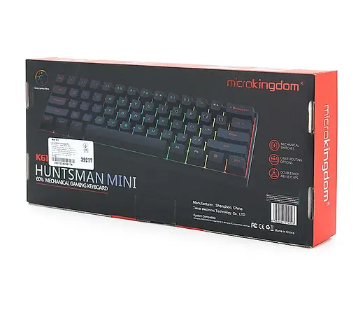 Клавіатура ігрова механічна Microkingdom MK61 Huntsman Mini Black USB Blue switch - фото 5