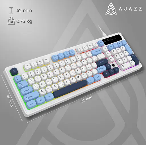 Клавіатура ігрова дротова Ajazz AF-GB-98 USB White-Blue - фото 13