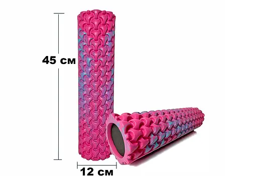 Масажний ролик EasyFit Plexus 45 см Рожевий-блакитний (EF-3341-3-PB) - фото 3