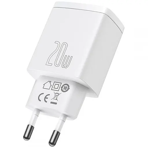 МЗП Baseus Compact Quick Charger 20W QC+PD (1USB-A/1C) (CCXJ-B) White