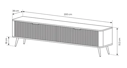 Тумба під телевізор Perfect Home Ланте / Lante 2-дверна з чорними ніжками 2D/200 Беж (PFH-091181) - фото 3