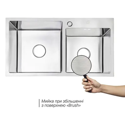 Кухонна мийка Lidz H7843 Brush 3.0/1.0 мм (LIDZH7843BRU3010), Нержавіюча сталь - фото 2