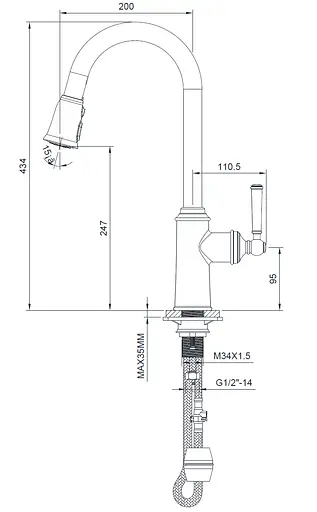 Смеситель для кухни Imprese Hydrant ZMK031806150 Хром матовый - фото 2