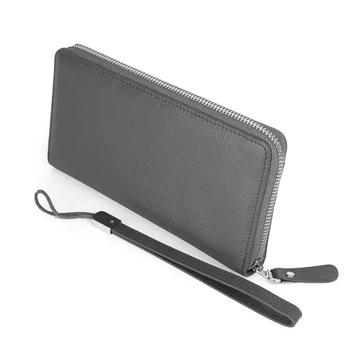 Гаманець-клатч жіночий шкіряний De Esse LC14238-GD35 з ручкою сірий - фото 3