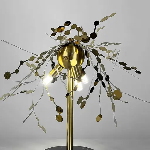 Лампа настольная из гибких латунных кружочков из металла Ø 50х45 см | Line F | Арт. 1030T AB - фото 2