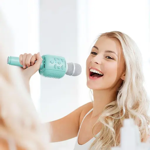 Колонка та караоке-мікрофон Borofone BF1 Rhyme бездротова блакитна - фото 4