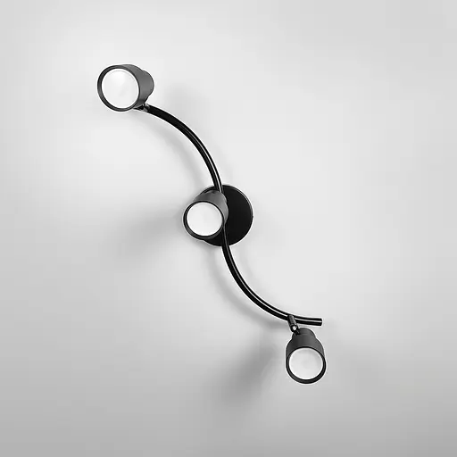 Чорний світильник із 3-ма регульованими плафонами | Арт. 52039/3 BK | Line F - фото 6