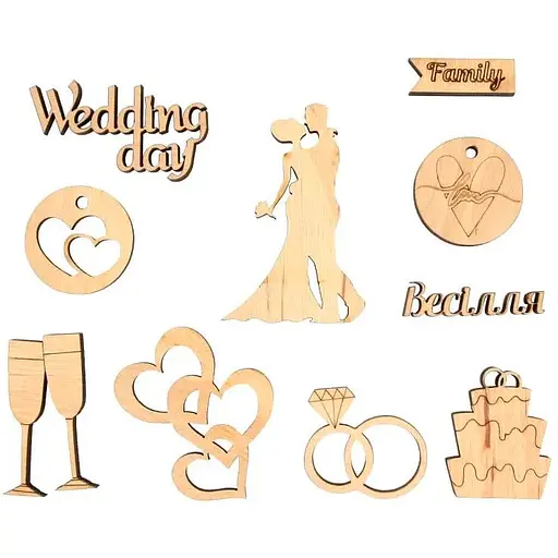 Набір міні-заготовки Rosa Talent Wedding фанера 10 шт