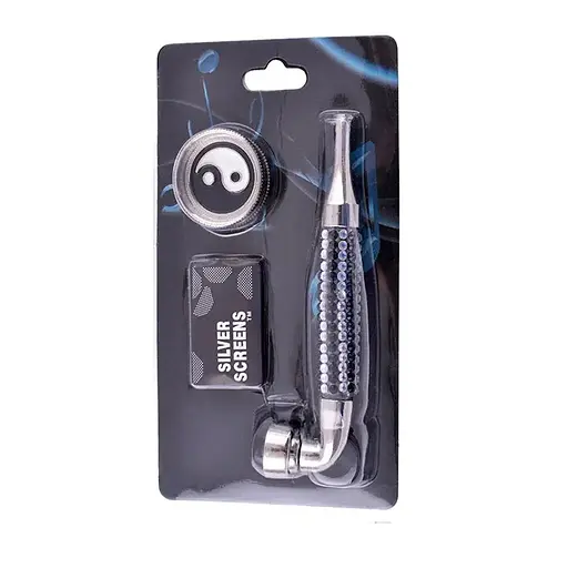 Гриндер для подрібнення тютюну + трубка HL-YD-780 Silver Black (10912) - фото 2