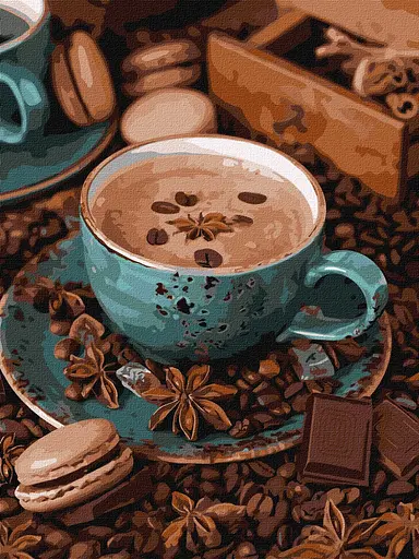 Набір для розпису по номерах Натюрморт з кавою, 30x40 см, КНО5666