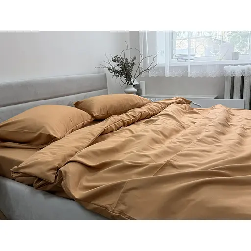 Комплект постільної білизни Ecotton Orange євро полісатин помаранчево-гірчичний (25194) - фото 3