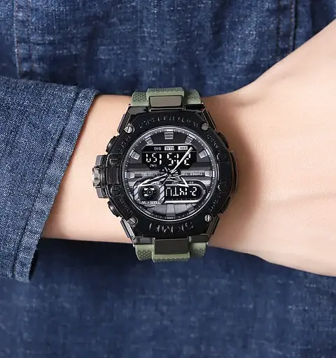 Годинник чоловічий наручний спортивний Skmei 2221 з подвійним дисплеєм і підсвічуванням (Зелений) - фото 8