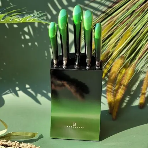 Набір ножів Edenberg EB-11003 з підставкою 6 предметів зелений - фото 6