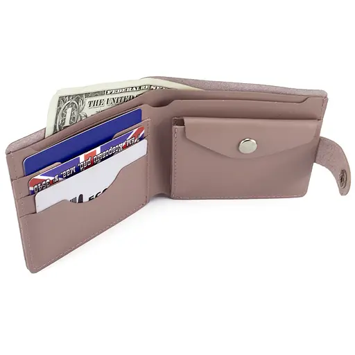 Кошелек женский маленький кожаный Handycover HC0042 нюдовый на кнопке - фото 4