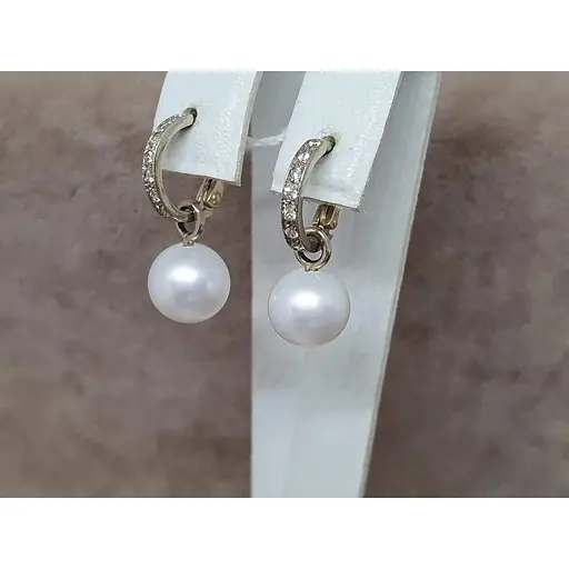 Золоті сережки Гаразд 2 в 1 з перлами і фіанітами. 3532577Ж - фото 3