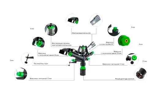 Дождеватель Presto-PS ороситель импульсный на 5 форсунок с резьбой 1 дюйм (6010) - фото 4