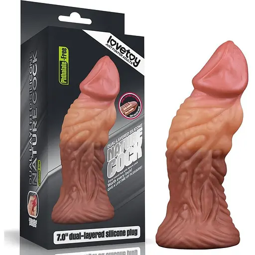 Фалоімітатор Dual-Layered Silicone Nature Cock 7.0'' 18 см коричневий