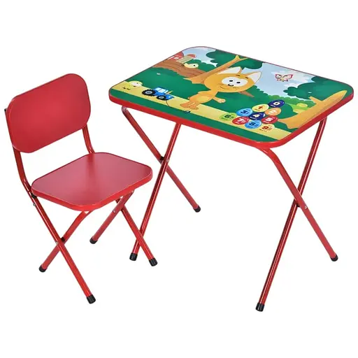 Детский столик Bambi Кот M 5968-3 складной со стульчиком цифры