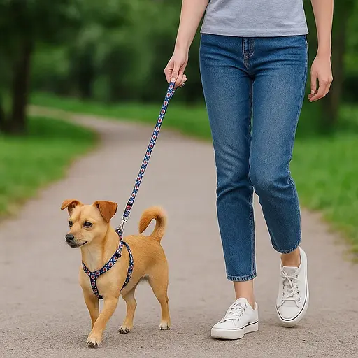 Шлея для котів та дрібних порід собак Waudog Nylon з QR паспортом, малюнок "Інжир", пластиковий фастекс, XS - фото 2