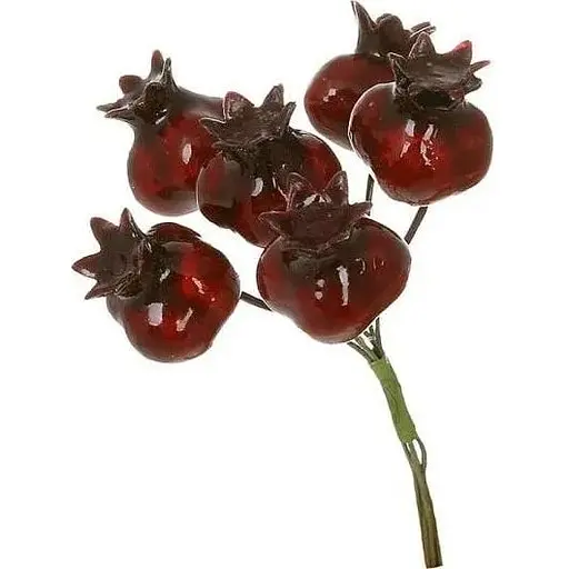 Декоративная ветка с 6 мини-гранатами Бордовый 12.5 см - фото 1
