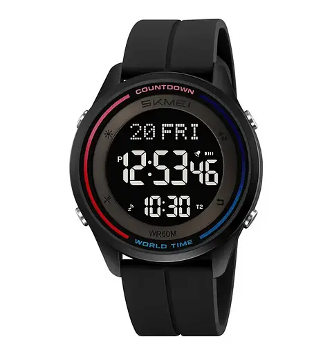 Часы мужские наручные спортивные Skmei 2412 силиконовые с магнитной застежкой (Черный)