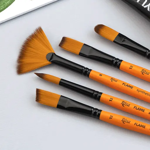 Пензель синтетика кругла FLAME 1368R №00 коротка ручка Rosa - фото 4